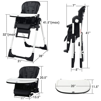 4-in-1 High Chair–Booster Seat with Adjustable Height and Recline