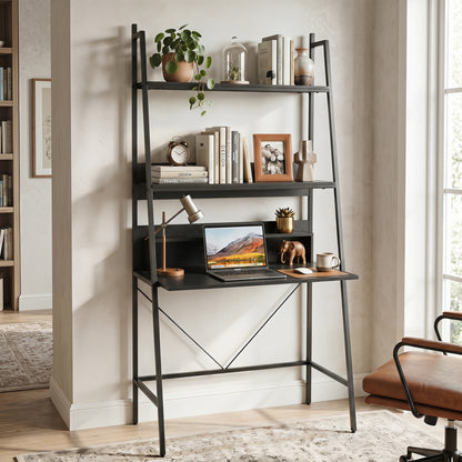 71" Freestanding Laptop Desk with Open Shelves