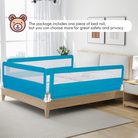 71 Inch Extra Long Swing Down Bed Guardrail with Safety Straps