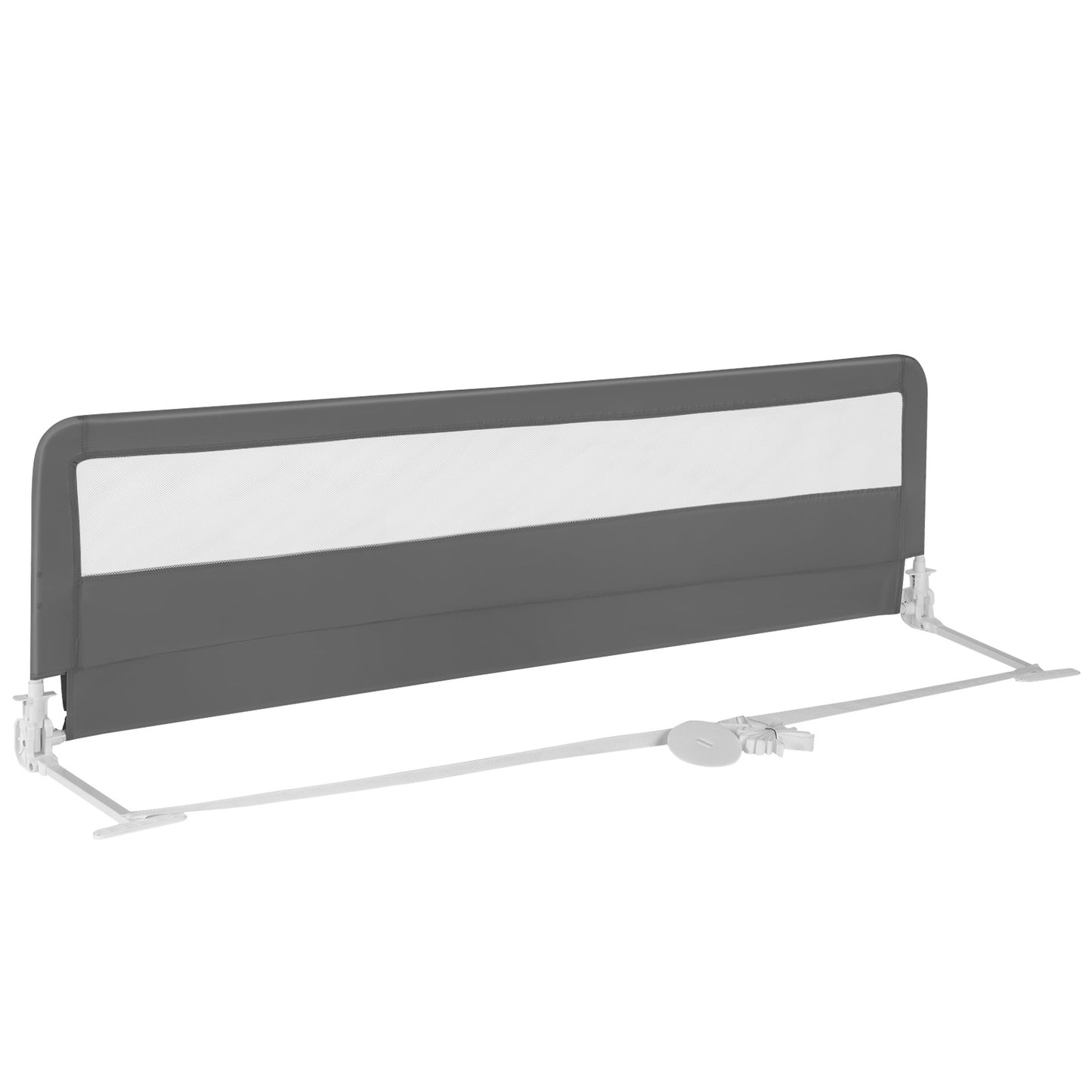 71 Inch Extra Long Swing Down Bed Guardrail with Safety Straps-Pink - Gray
