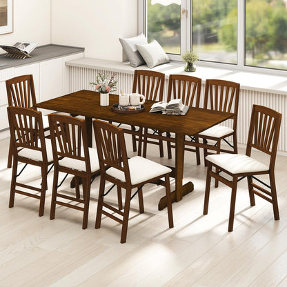 71 Inch Farmhouse Dining Table Wooden Kitchen Table for 6-8 with Rubber Wood Legs-Walnut