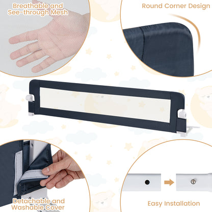 71-Inch Foldable Bed Rail Swing Down Baby Bed Guard Rail with Adjustable Safety Strap