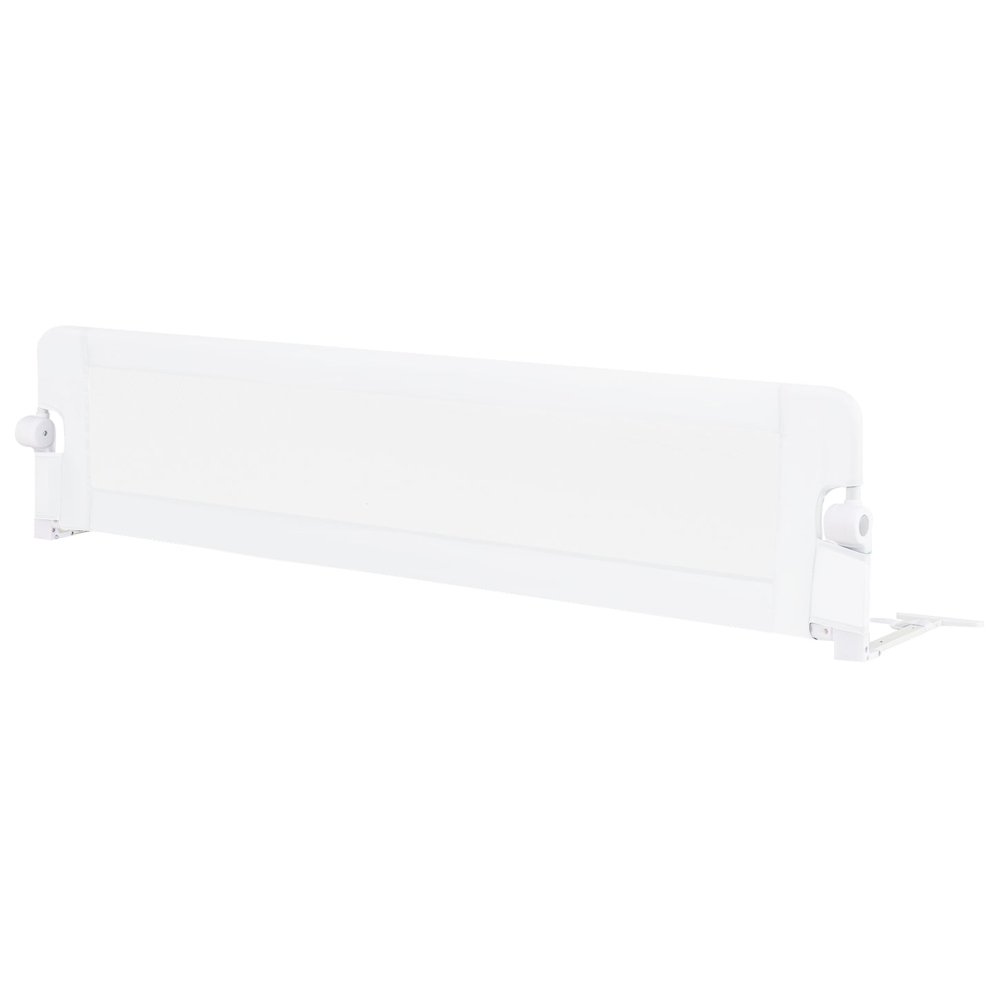 71-Inch Foldable Bed Rail Swing Down Baby Bed Guard Rail with Adjustable Safety Strap-Blue - White