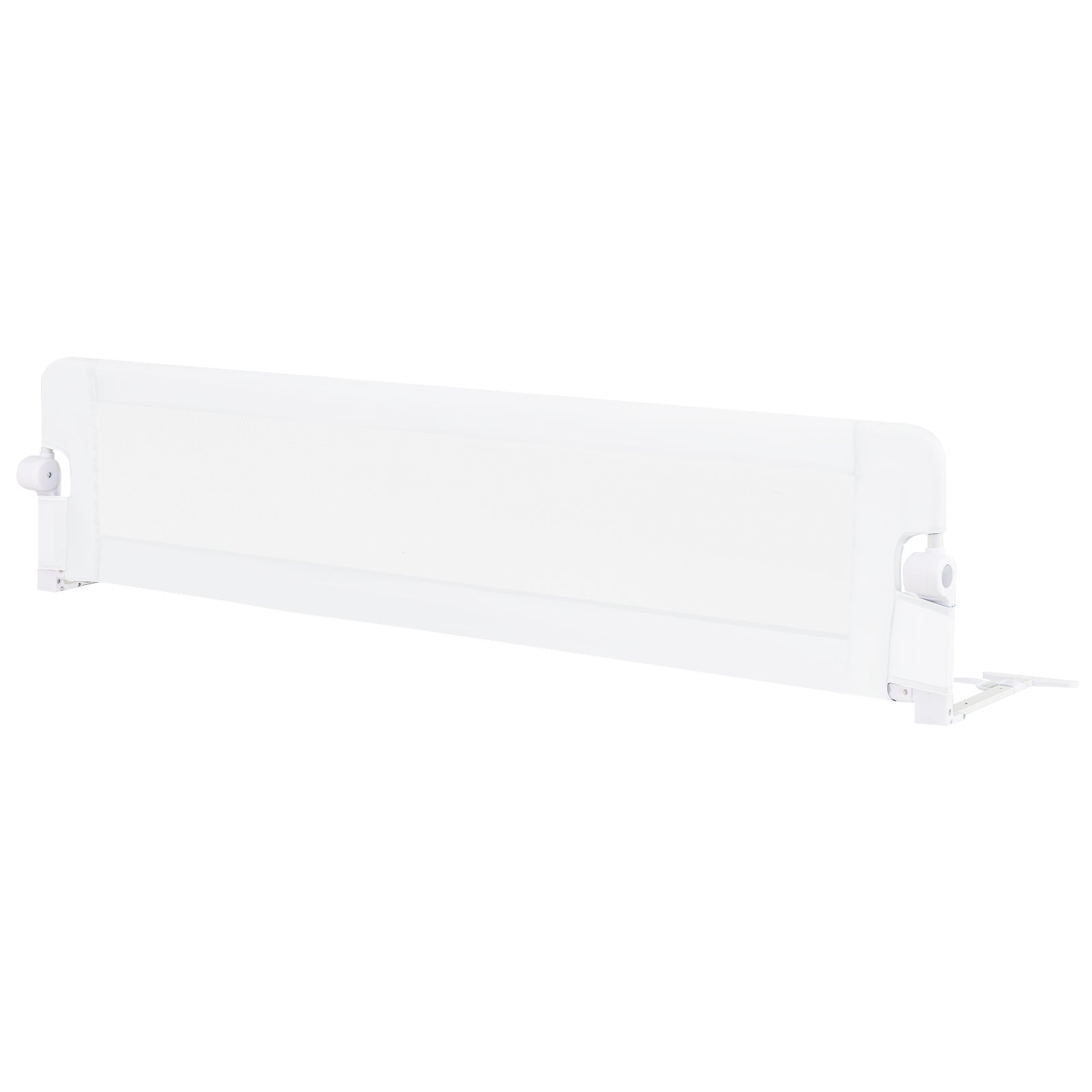 71-Inch Foldable Bed Rail Swing Down Baby Bed Guard Rail with Adjustable Safety Strap-Blue - White