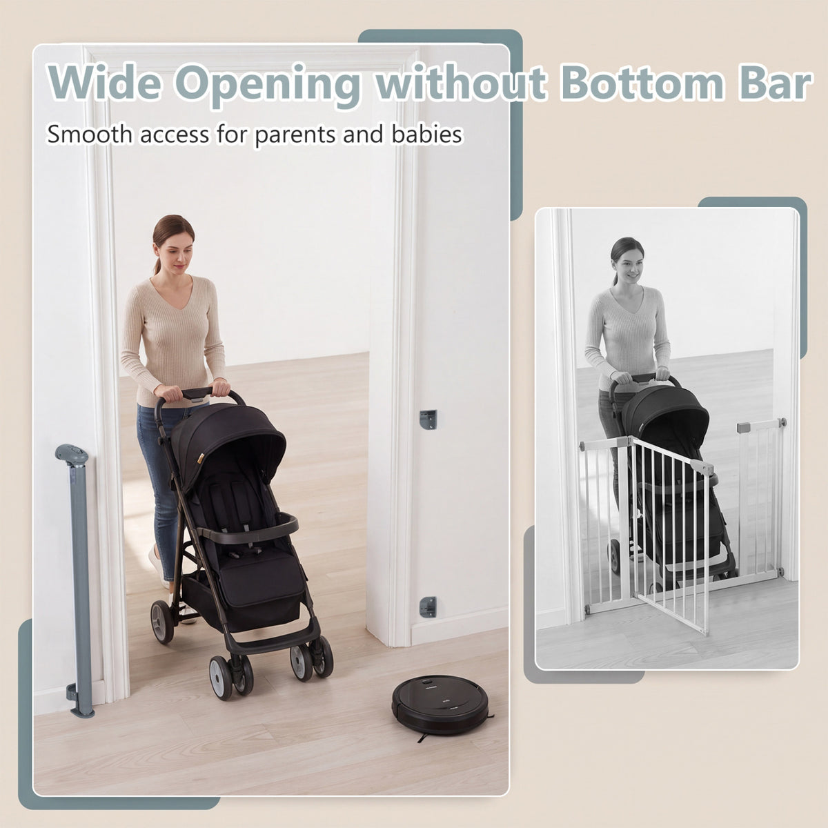 Retractable Baby & Dog Gate 71" Wide with Safety Lock