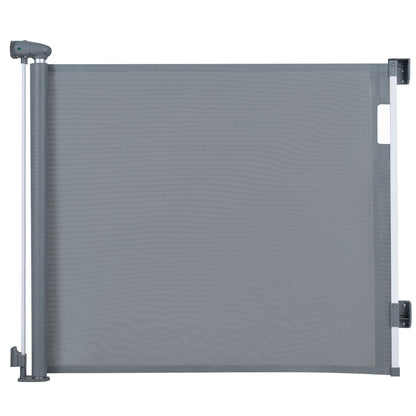 71" Retractable Baby and Dog Gate 33.5" Tall with Safety Lock and No Bottom Bar-Gray
