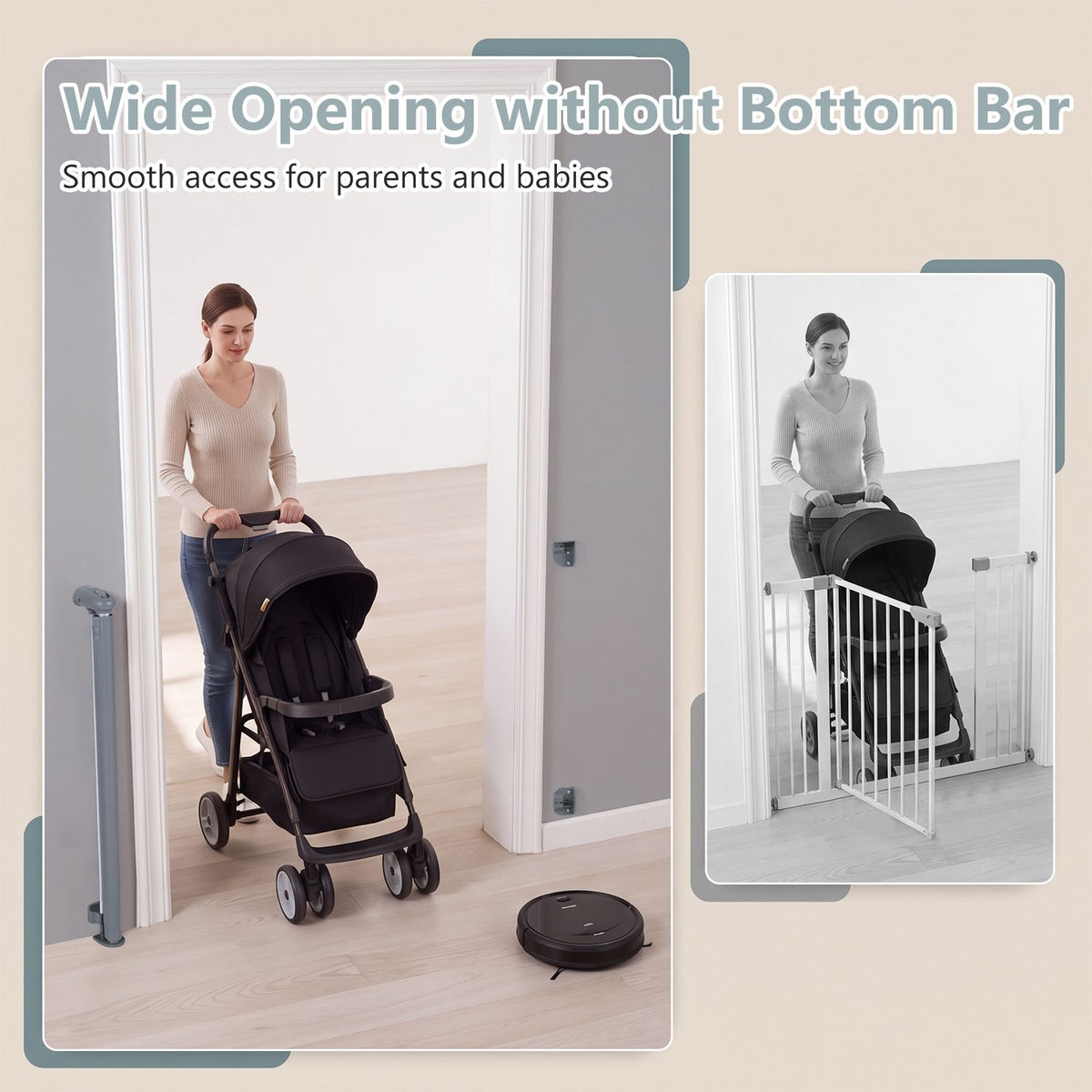 71" Retractable Baby and Dog Gate 33.5" Tall with Safety Lock and No Bottom Bar-Gray