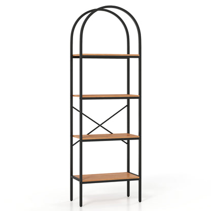 4-Tier Arched Bookcase with Metal Frame, 71" Tall