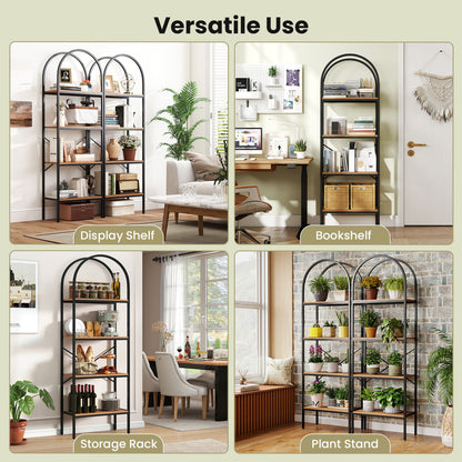 4-Tier Arched Bookcase with Metal Frame, 71" Tall