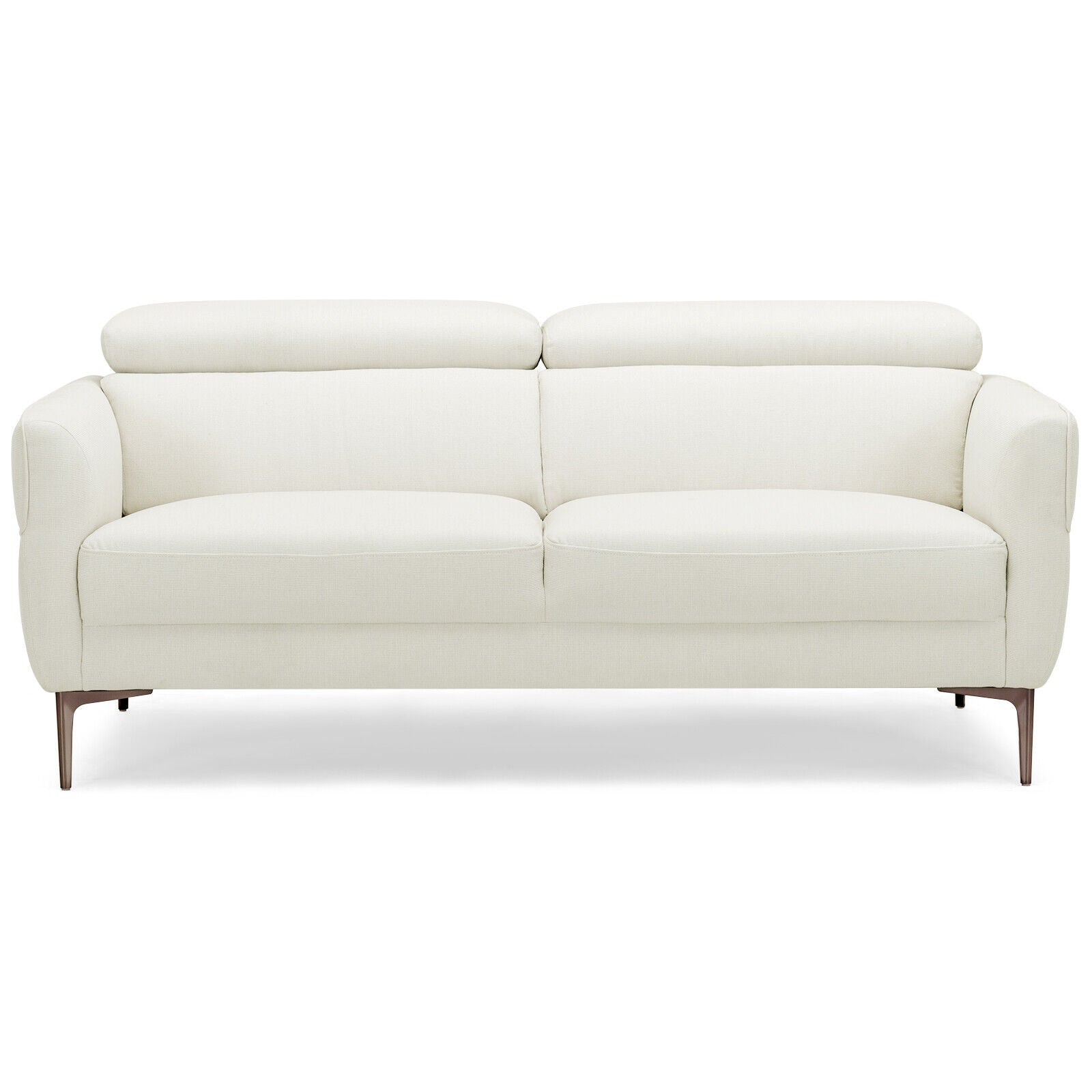 72.5 Inch Modern Fabric Loveseat Sofa Couch with Adjustable Headrest-White