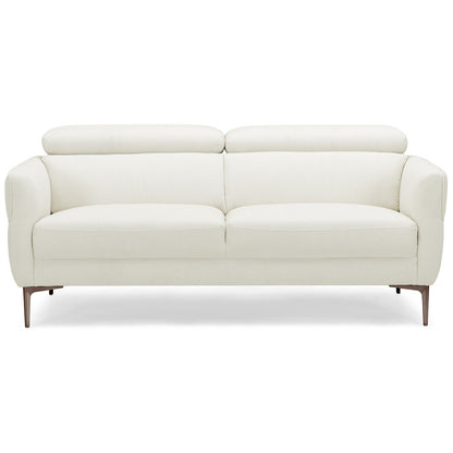 72.5 Inch Modern Fabric Loveseat Sofa Couch with Adjustable Headrest-White