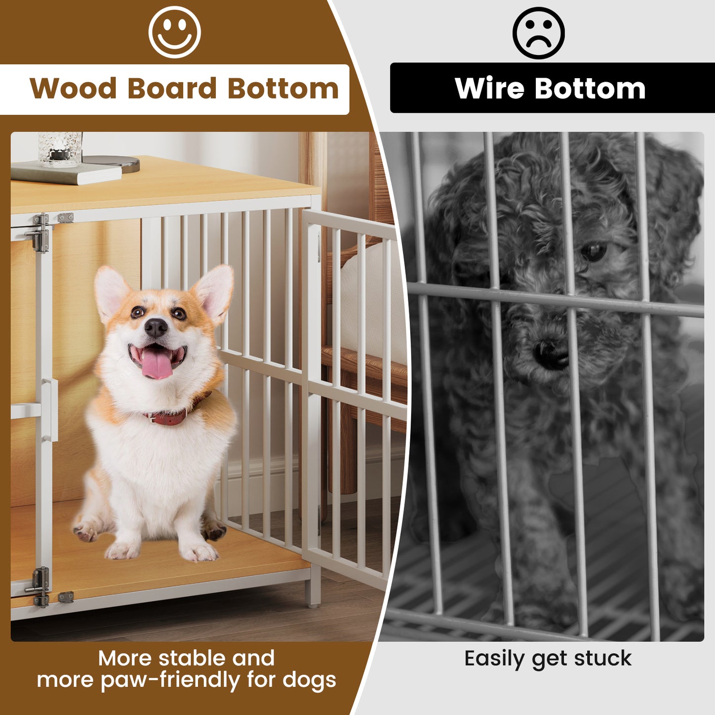 40 Inch Dog Crate Furniture Dog Kennel with Dual Lockable Double Doors-Natural
