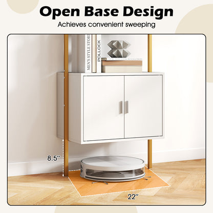 72.5 Inch Tall Bookshelf with Cabinet Anti-Tipping Kits and Metal Frame-White