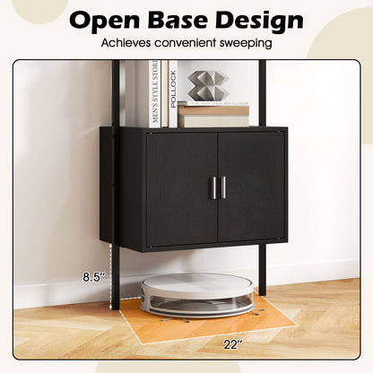 72.5 Inch Tall Bookshelf with Cabinet Anti-Tipping Kits and Metal Frame-Black