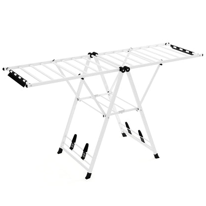 72.5 Inches Clothes Drying Rack with Height Adjustable Wings-White