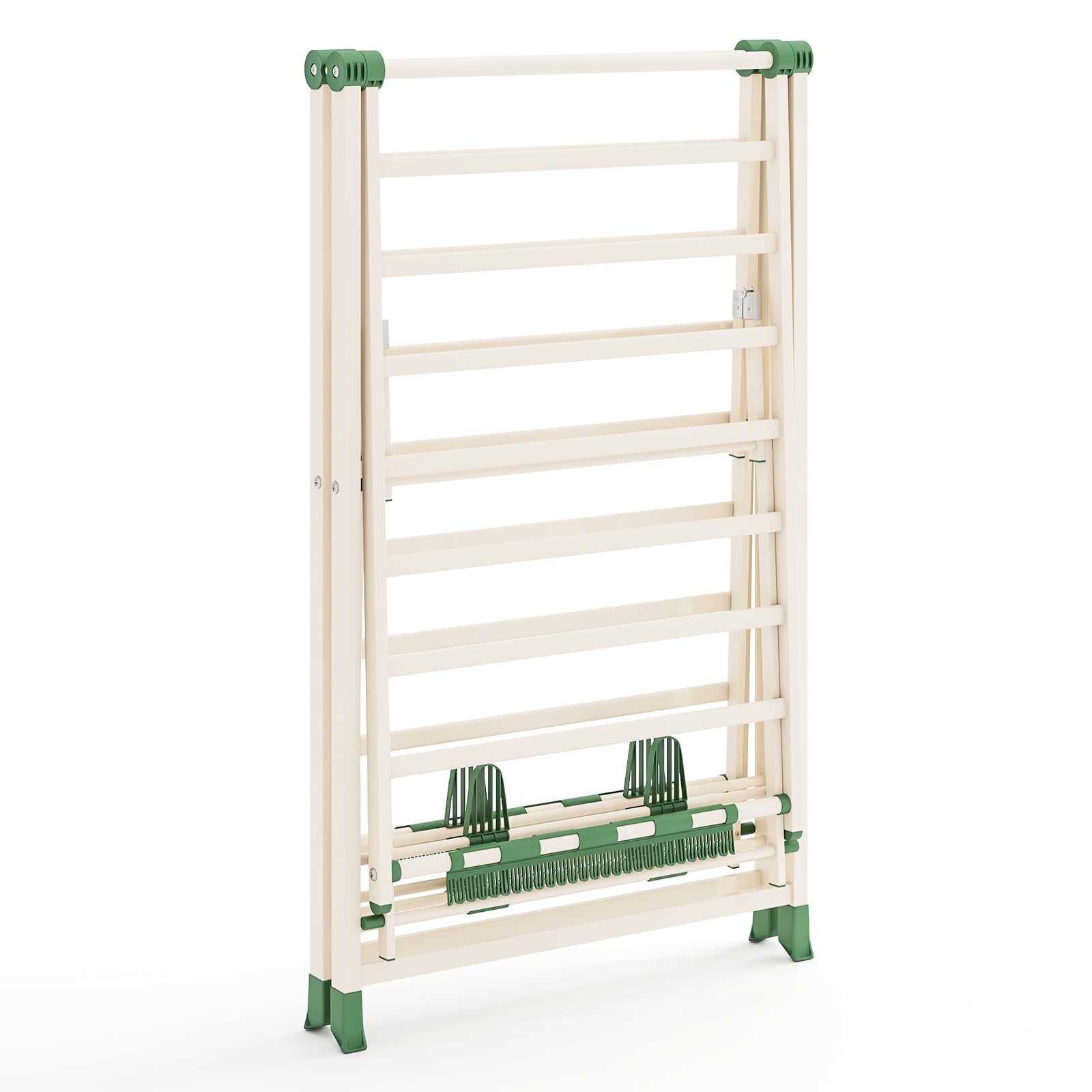 72.5 Inches Clothes Drying Rack with Height Adjustable Wings-Beige