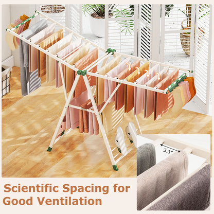 72.5 Inches Clothes Drying Rack with Height Adjustable Wings-Beige