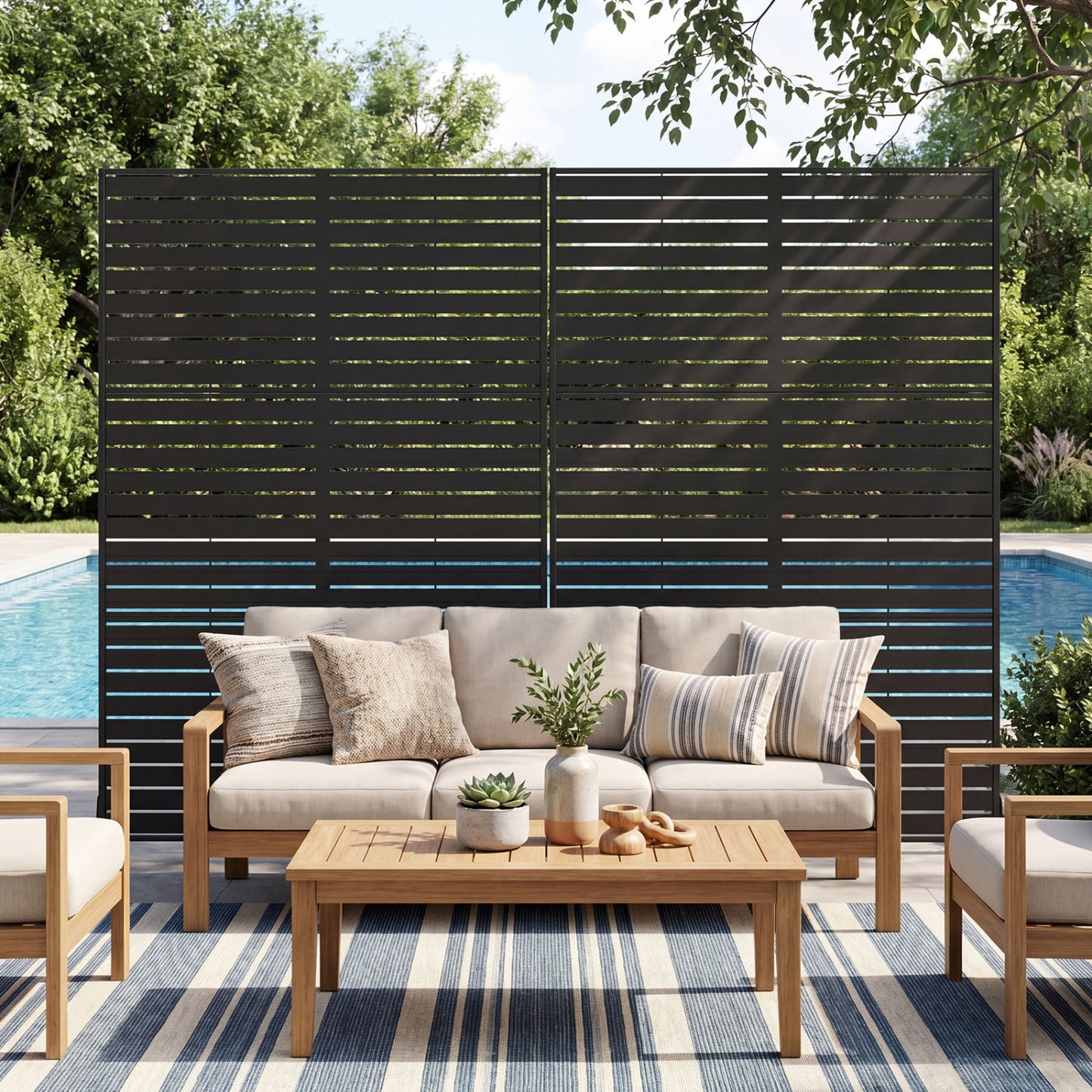 Outdoor Metal Privacy Screen 72"H x 48"W with Stand