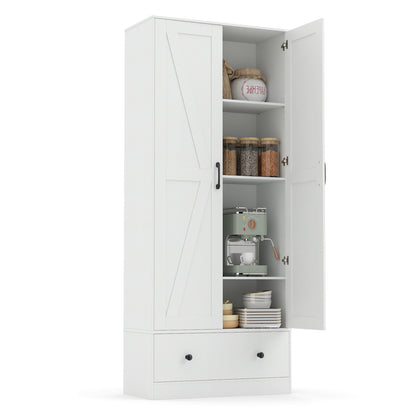 72 Inch Tall Kitchen Pantry Cabinet Farmhouse Wooden Cupboard with 2 Doors