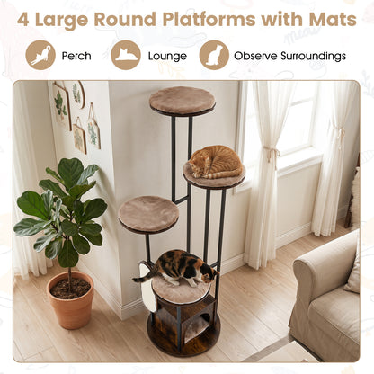72-Inch Multi-Level Cat Tree with Condo and Perches
