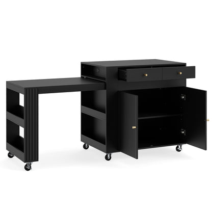 72" Kitchen Island with Extendable Dining Table & Power Outlet