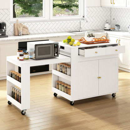 72" Kitchen Island with Extendable Dining Table & Power Outlet