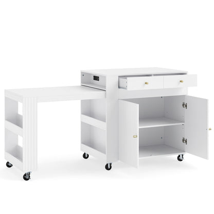 72" Kitchen Island with Extendable Dining Table & Power Outlet