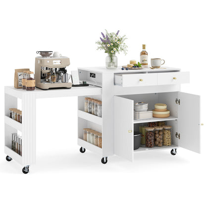 72" Kitchen Island with Extendable Dining Table & Power Outlet