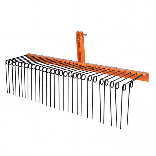 72" Pine Straw Rake with 30 Metal Coil Tines for Grass