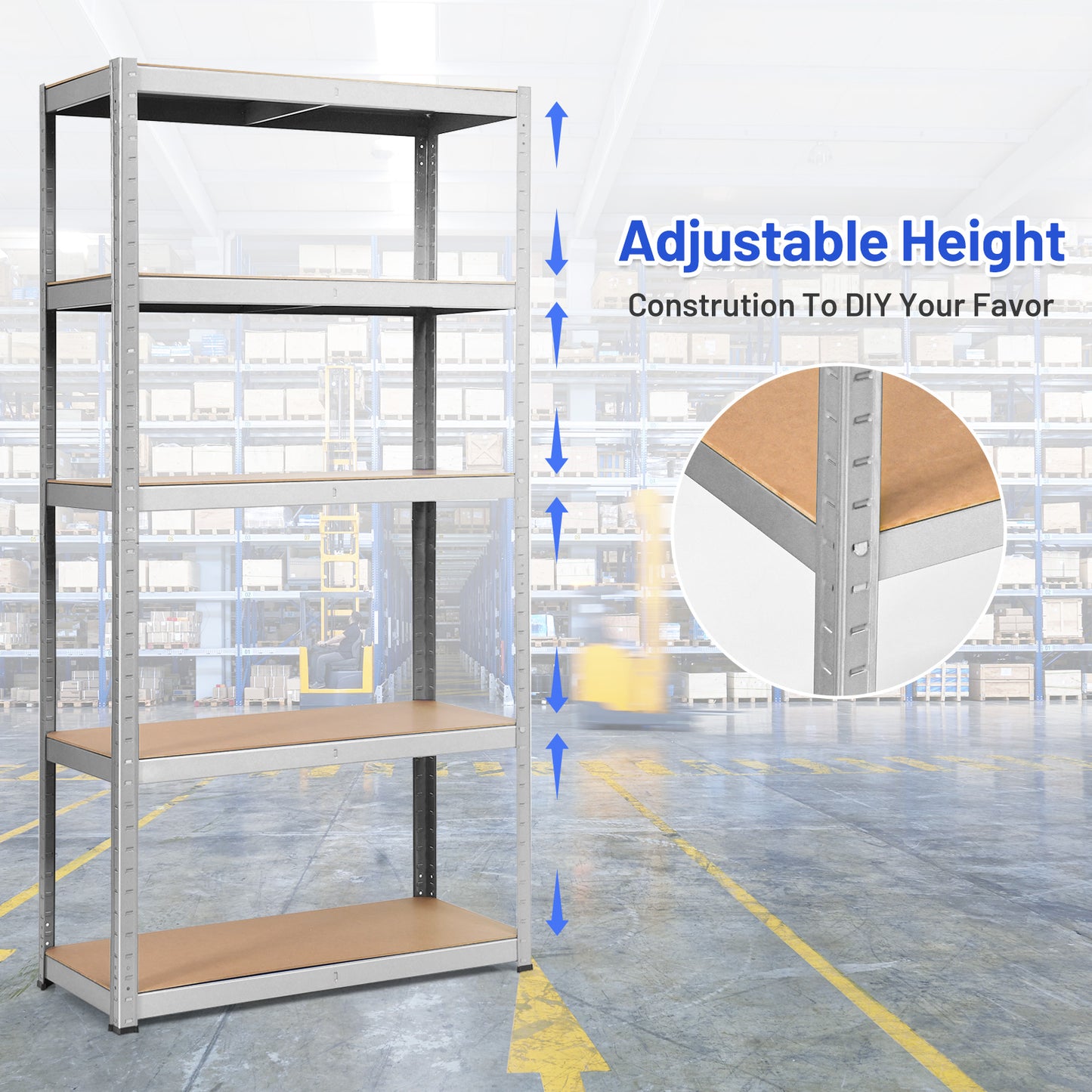 2 Pcs Storage Shelves Garage Shelving Units Tool Utility Shelves-Silver