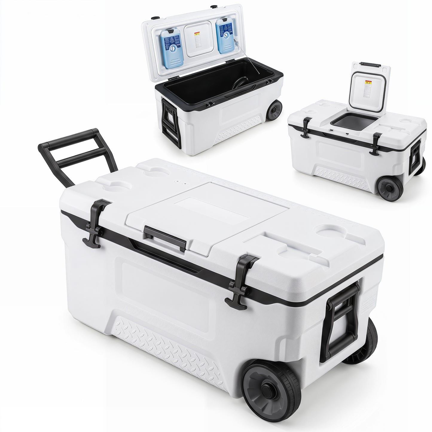 74 Quart Rolling Cooler with Wheels and Fish Ruler