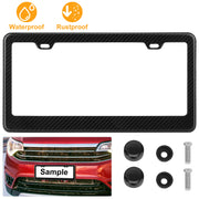 License Plate Frame Rustproof Waterproof Carbon Fiber Black License Plate Frame 2 Holes