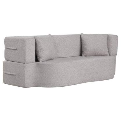 75.5 inch Folding Sofa Bed 2-in-1 Convertible Teddy Fleece Floor Loveseat with 2 Comfortable Pillows