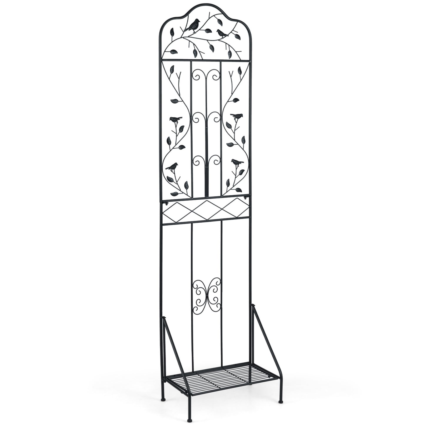 Metal Garden Trellis with Foldable Shelf 75 x 20 Inch