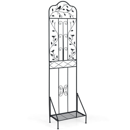 Metal Garden Trellis with Foldable Shelf 75 x 20 Inch