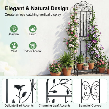 Metal Garden Trellis with Foldable Shelf 75 x 20 Inch