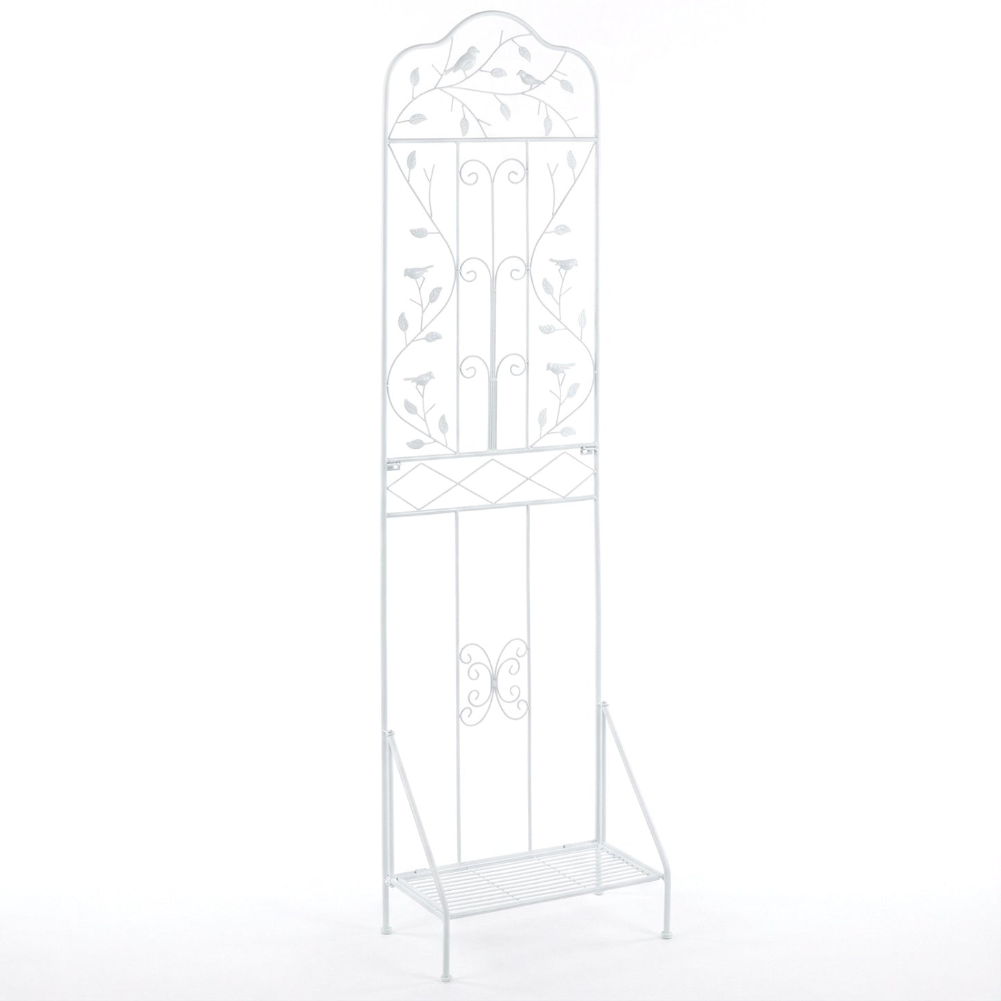 Metal Garden Trellis with Foldable Shelf 75 x 20 Inch