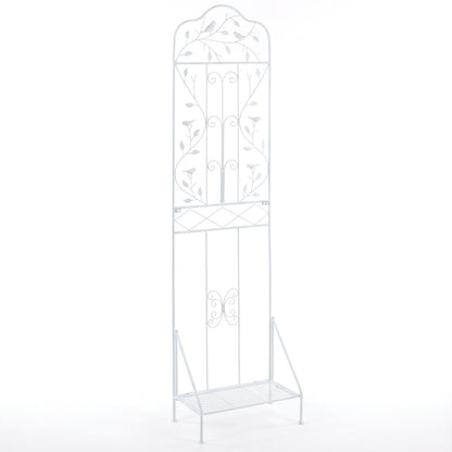 Metal Garden Trellis with Foldable Shelf 75 x 20 Inch