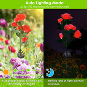 2Pcs Solar Powered Lights Outdoor Rose Flower LED Decorative Lamp