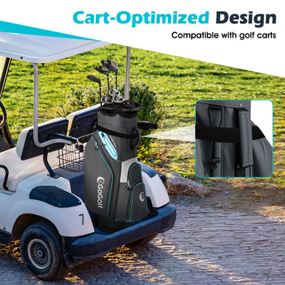 Golf Cart Bag Lightweight Portable Golf Club Organizer Bag-Gray