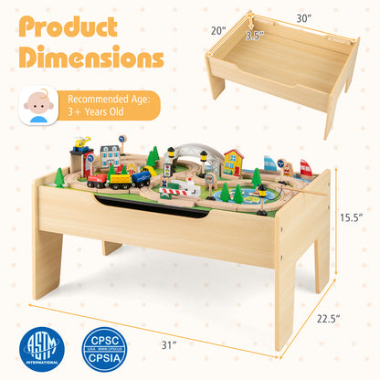 78 Pieces Activity Railway Playset for Kids Aged 3+