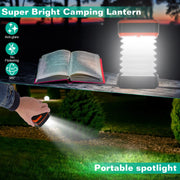 Solar Camping Lantern LED Collapsible Tent Lamp USB Rechargeable