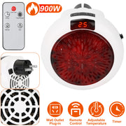 900W Portable Heater Fan Wall Outlet Space Heater Plug-in Heater