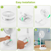 White Portable Folding Desk Table Fan