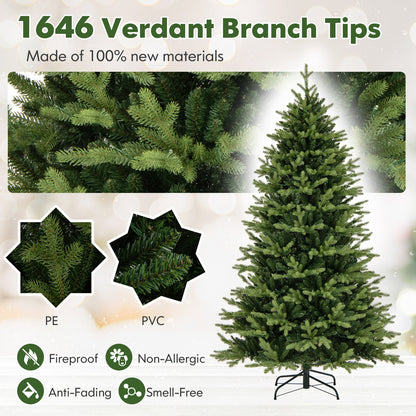 7 Feet Artificial Xmas Tree Hinged with 11 Lighting Modes and Remote Control-7 ft