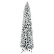 4.5/6/7 Feet Christmas Tree with 258 Branch Tips and 100 Incandescent Lights-Flocked and Slim-7 ft