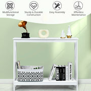 2-Tier Console X-Design Sofa Side Accent Table-White