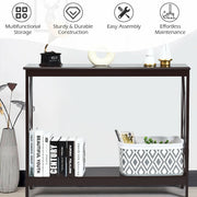2-Tier Console X-Design Sofa Side Accent Table-Espresso