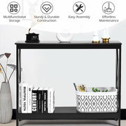 2-Tier Console X-Design Sofa Side Accent Table-Black