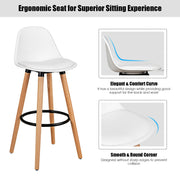 2 Pieces Mid Century Barstool 28.5 Inches Dining Pub Chair-White